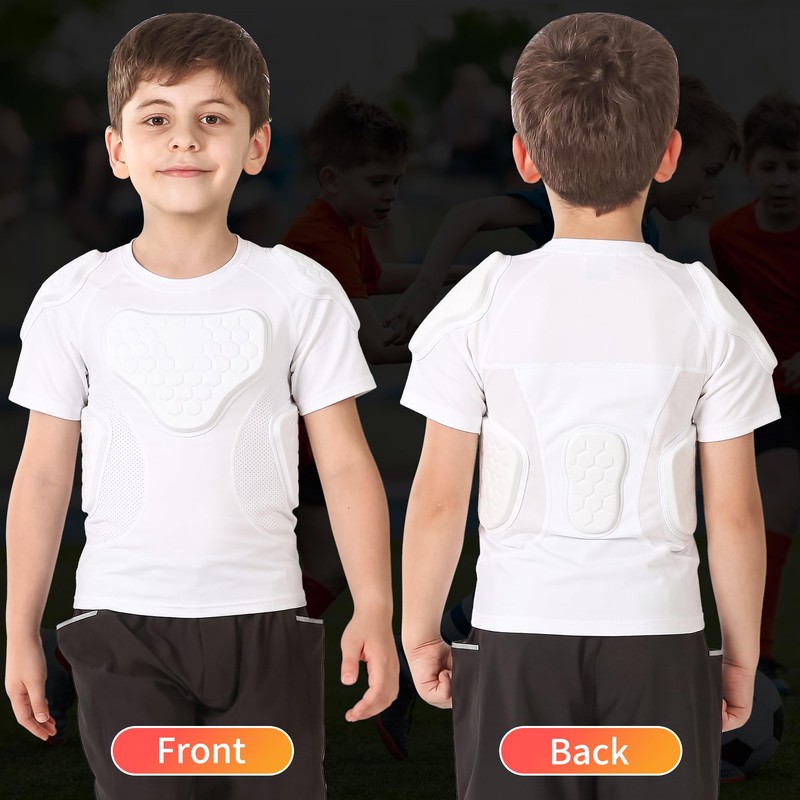 GUOZI Youth Football Padded Compression Shirt with 6-Pad