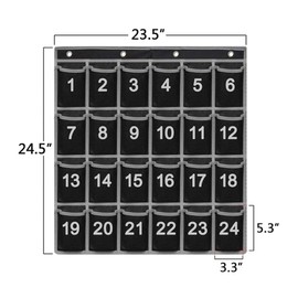 Godery Numbered Classroom Pocket Chart for Cellphone and Calculator holder, 36 Hanging Wall or Door Organizer (36 Pocket)