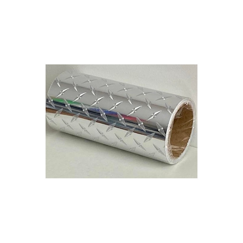 Roll of Diamond Plate Classic Sign Vinyl, with Self-Adhesive (Silver,