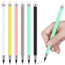 Runmeihe® 6 Perpetual Pencil with Eraser Unlimited Writing Inkless Pencils for Children Adults Students Artist Drawing Home Office School Supplies