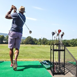 Hicarer 27 Hole Golf Club Holder Metal Golf Club Organizer Stand Rack Putter Stand Display for Indoor and Outdoor Use Home, Black