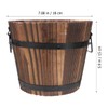 Happyyami Wooden Round Barrel Planter Retro Style Flat Mouth Flower
