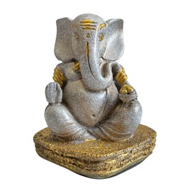 Vedic Charya Lord Ganesha Statue 5-Inch - Handmade Cream Resin Hindu Elephant God Idol Car Dashboard, Ganesh Chaturthi, Home Office Decor, Pooja & Diwali Decorations - Indian Ganpati Sculpture