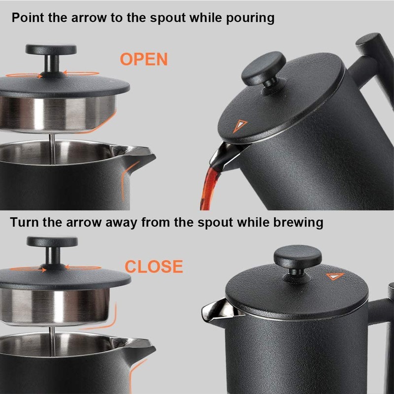 Secura French Press Coffee Maker, 304 Grade Stainless Steel Insulated