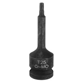 sourcing map T25 Torx Bit Socket 1/2" Drive 6 Point Torx Star Screwdriver Socket Adapter CR-MO Steel Lengthen Impact Bit Sockets for Electric Ratchet Wrenches Fastening Screws