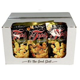 Popcorn Treats Box, 12 Self-Seal Bags of Flavored Popcorn (6 Caramel, 6 Cheese)