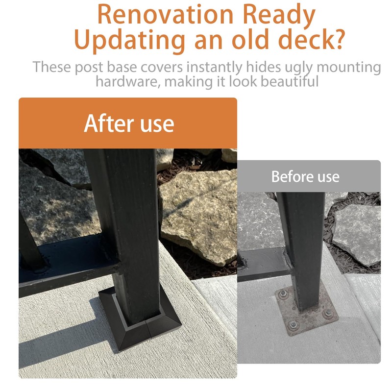 Deck Post Skirt Trim 3X3IN Black, 2 Pack Aluminum Porch