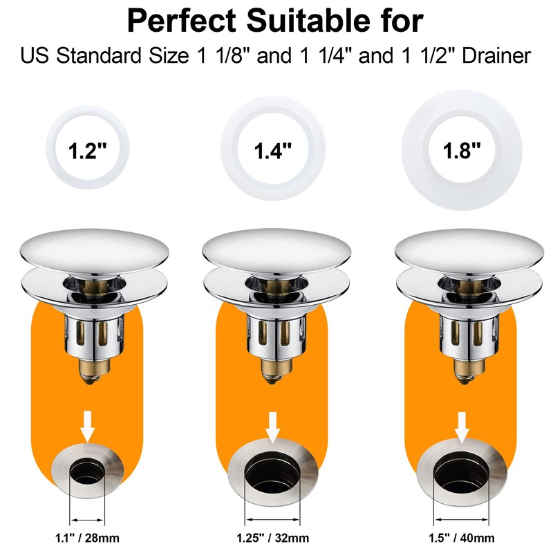 Universal Pop-Up Bathroom Sink Stopper - for 1.1~1.5 Inch Wash