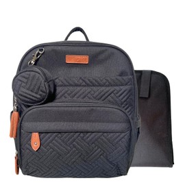 Purple Finch Small Diaper Bag Backpack, Compact Diaper Bag, Lightweight, Insulated Pockets, Changing Pad, Stroller Straps (Classic, Black)