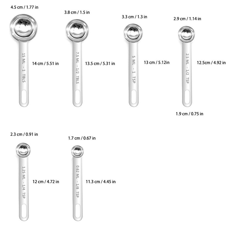 Measuring Spoons Set, 6 Pcs Set Stainless Steel Measuring Spoon