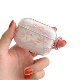 Cute Case Compatible with Airpods 4,Girly Bow Ribbon Pattern Design Bowknot Aesthetic Cover with Keychain for Women Girl, Soft Shockproof Protect Headphone Cases for Airpods 4th Generation (2024)