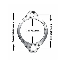 Strongthium 3“ Exhaust Gasket 2 Bolt for 3 Inch Muffler Flange Manifold 120-07610-0002 High Temperature 2X