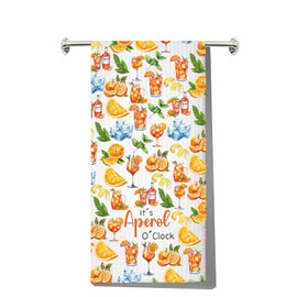 MYSOMY Aperol Spritz Kitchen Towel Aperol Spritz Themed Gift Aperol Spritz Dish Towel Italian Aperol Spritz Lover Gifts Aperol Spritz Hand Towel (Aperol o'clock UK)