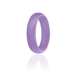ROQ Silicone Rubber Wedding Ring for Women, Dome Solid Glitter & Metallic, Rubber Silicone Wedding Band, Anniversary Rings, Promise Ring, 5.5mm Wide 2mm Thick, Single, Lavender, Size 9