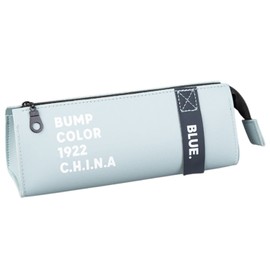 GRmkt Pencil Case, Stationery, Pencil, Zipper, Pen Holder, Simple, Leather, Vinyl, Synthetic Leather, Organization, Lightweight, Compact, Students, Business, Print, BLUE, Casual