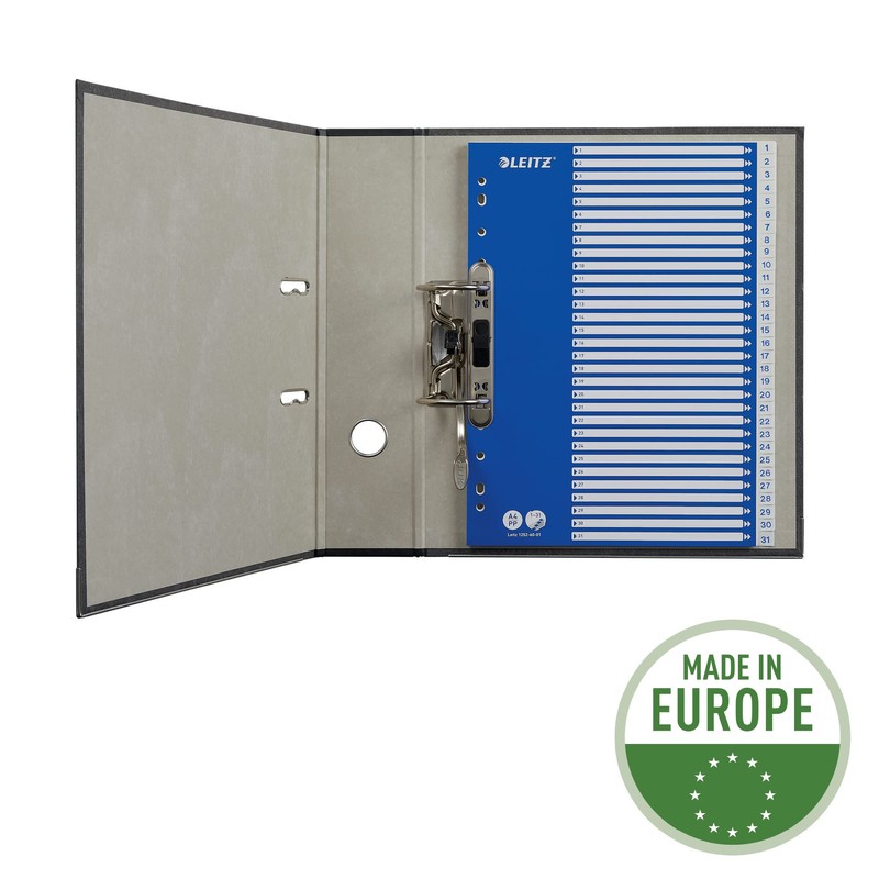 Leitz A4 1-31 Index, Heavy Duty Plastic and Cardboard, Blue/White