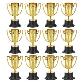 PATIKIL 3.22 Inch Mini Trophies, 12 Pcs Gold Award Trophy Cups Plastic Small Gold Trophies Award for Sports Tournament Competitions Party Favors Props Winning