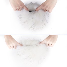 Tongcloud Women's Faux Fur Wrist Cuffs Wrist Warmers Faux Fur Arm Cuffs Winter Warm Warmers for Women Party Costumes Gifts (White and little black)