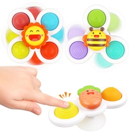 Baby Toy, Pack of 3 Suction Cup Toy Children, Fidget Spinner Baby with Suction Cup, Bath Toy from 1 Year, Suction Cup Toy, Baby Bath Toy for Toddlers, Boys and Girls