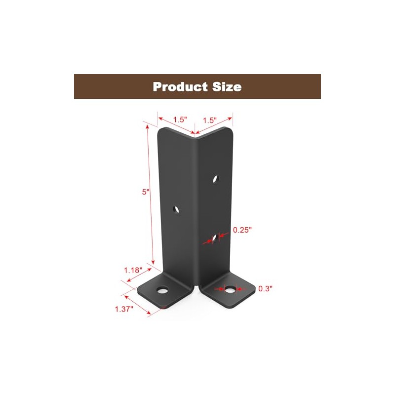 4 Pcs Adjustable Deck Post Anchor Brackets Kit - Fit