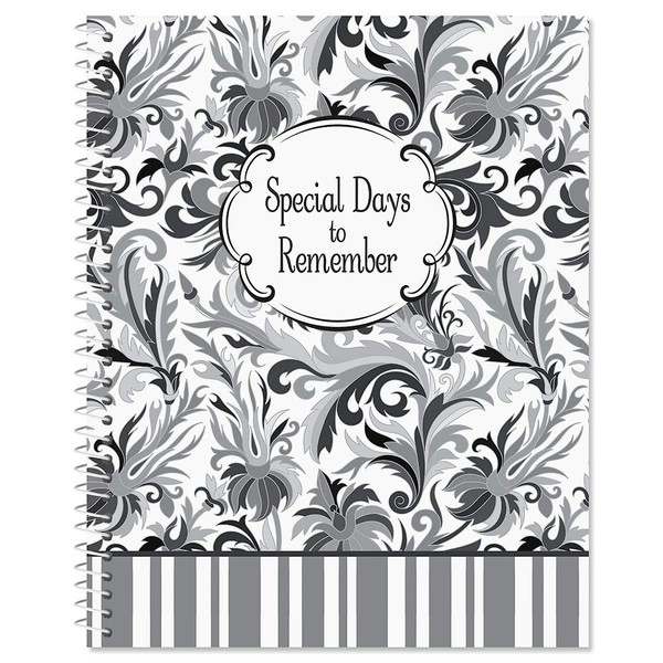 Black Elegance Greeting Card Organizer Book - Monthly Pocket Pages For Keeping Greeting Cards, Softcover, 8" x 10", Spiral Bound
