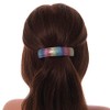 'Rainbow' Glitter Acrylic Square Barrette/Hair Clip In Silver Tone -