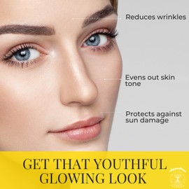 Organic Vitamin C Facial Serum for Face with Hyaluronic Acid, Vitamin E and 24K Gold - Anti Aging, Wrinkles, Dark Spots & Acne Scar Vit C (20%) Treatment - Formulated in San Francisco