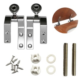 Universal Toilet Seat Hinges Replacement Kit - Chrome-Plated Metal Hinge Set with Bolts, Screws, Nuts for Most Wooden Toilet Seats - Easy Install Bathroom Hardware Fittings