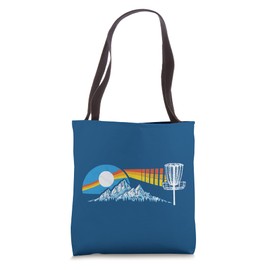 Disc Golf Distressed Mountains & Sun 80s Vintage Tote Bag