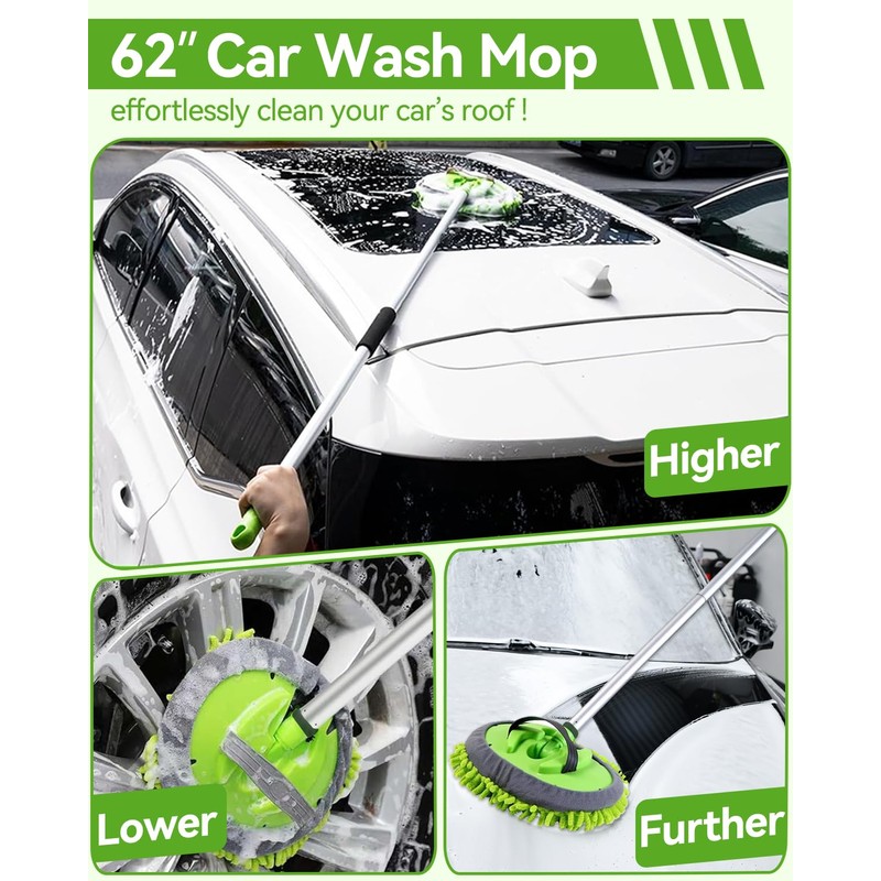 @UTOS 8Pcs Car Wash Kit, 62’’ Car Wash Brush with