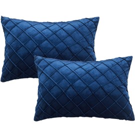 GONOVE Velvet Cushion Covers 30X50cm Soft Decorative Navy Blue Throw Pillow Cases Pack of 2 Square Pillow Covers Pillowcases with Invisible Zipper for Home Couch Sofa Bed