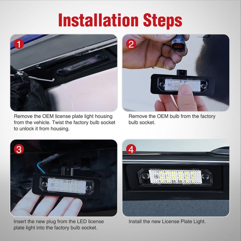2PCS License Plate Lights for 2010 2011 2012 2013 2014