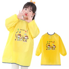 RICISUNG Painting Smock Children's Apron, For Painting Ceramics, Work Clothes, Girls, Boys, Kindergarten, Nursery, Drawing, 4-6 Years Old (M 37.4 - 47.2 inches (95 - 120 cm))