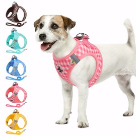 Poseca Dog Harness and Leash Set,Soft Mesh Breathable Dog Harness for Walking,Reflective Adjustable Puppy Harness,No Pull Pet Harness and Leash Set for Small Dogs Cats