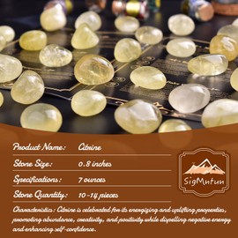 SigMntun Polished Stone Set Citrine Crystals, Handpicked Tumbled Gemstones Rocks, Pebbles for Reiki, Chakra, Healing, Home Decor 0.8 inches 7 oz
