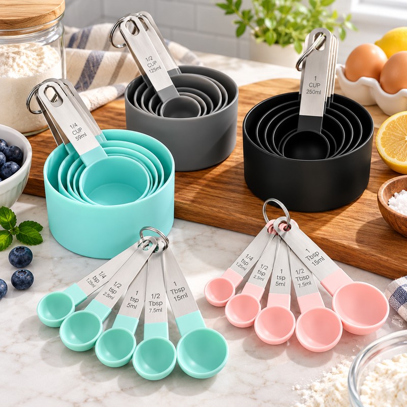 8-Piece Measuring Cups & Spoons Set for Cooking – Stackable