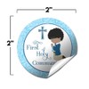 First Holy Communion Religious Thank You Sticker Labels for Boys