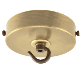 ElekTek 100mm Diameter Flat Top Ceiling Rose with Strap Bracket and Hook for Pendant Light Fittings and Chandeliers. Metallic Finishes Powder Coated Finishes Antique Brass