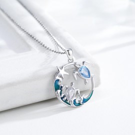 YYmqmq Sea Turtle Necklace for Women 925 Sterling Silver Blue Turtle Pendant Necklace Ocean Jewelry Beach Themed Gifts for Turtle Lovers Girlfriend