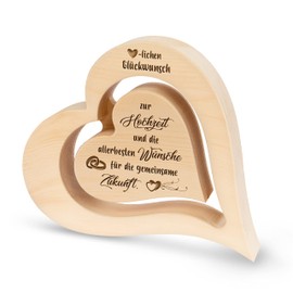 sagl.tirol Heart made of pine wood with floating inside heart and engraving [100% natural product] wedding gift I wooden hearts decoration made of pine I heart decoration I wedding gifts for bride and