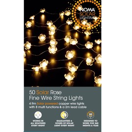 Noma Solar Fine Wire Lights, 50 Warm White Rose LED's