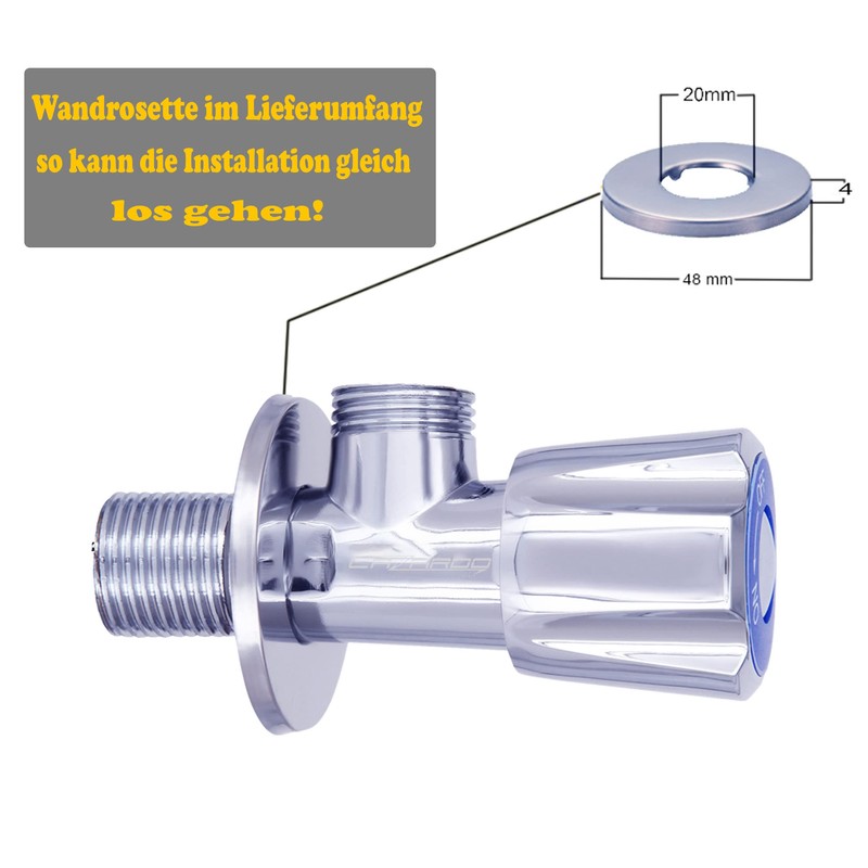 Lazardo 2x Angle Valve Washbasin Wall Connection Regulating Valve 3/8