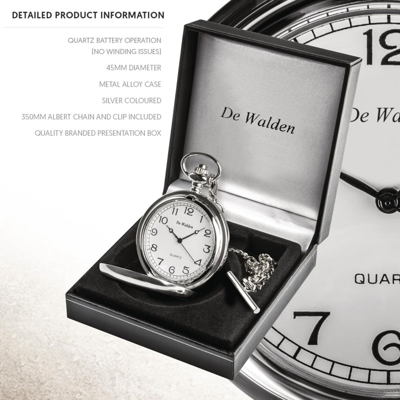 De Walden Golfing Gifts for Men Pewter Golf Pocket Watch