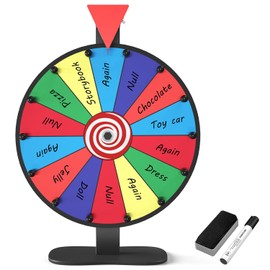 12 Inch Prize Wheel, 14 Slots Spinning Wheel for Prizes, Heavy Duty Base Spinner for Explosive Classroom, Birthday Moments, Parties