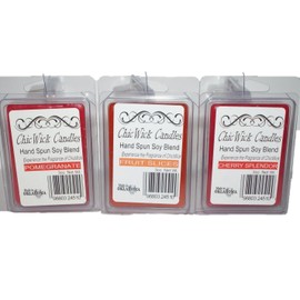 ChicWick Candles 3Pack Fruit Mix Trio Soy Blend Wax Melts Pomegranate, Fruit Slices, Cherry Splendor 9oz 18 Wax Cubes Wax Tarts Wax Chunks 100 Plus Hours of Quality Fragrance