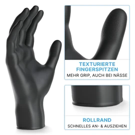 ARNOMED Disposable Gloves 200 Pieces/Box, L, Latex Gloves, Black, Disposable Gloves, Powder-Free, Latex Disposable Gloves, Cleaning Gloves, Latex Gloves, Disposable/Disposable Gloves in XS, S, M, L &