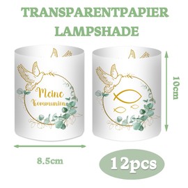 12 Tea Light Holders Table Decoration, My Communion Decoration for Boys and Girls, First Communion Decoration, Eucalyptus Green, Communion Gifts, Guest Gifts, Communion Gifts, for Tea Lights or