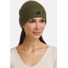 Peerless Embroidery American Flag Cuffed Ribbed Beanie Hat Olive