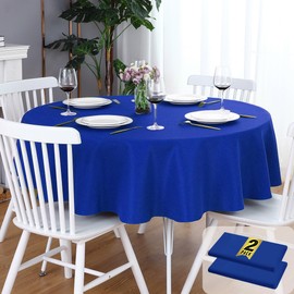 FOLINS&HOME 2 Pack Royal Blue Round Tablecloth - 70 Inch Waterproof 210 GSM Wrinkle Free Polyester Circle Table Cloth, Spillproof Washable Wipeable Table Cover for Party, Wedding, Dining (2 Pcs)