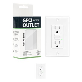 2-Pack 15 Amp GFI Electrical GFCI Outlet Self-Test Tamper Resistant (TR) Weather Resistant (WR) Ground Fault Receptacle with LED Indicator UL Listed Standard Wall Plate Included White
